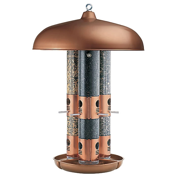 Opus Large Capacity Triple Tube Bird Feeder W/ Copper Ports 4 Opus Large Capacity Triple Tube Bird Feeder W/ Copper Ports