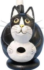 Bobbo Black And White Fat Cat Wooden Birdhouse Unique Birdhouses